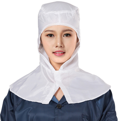 Lint Free Stripe Polyester Fiber Electronic Factory ESD Hoods Kerja Ruang Bersih ESD Cap Shawl